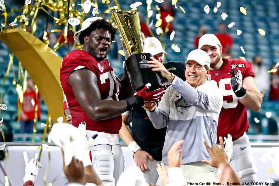 A look back at the wild 2020 college football that ended with the Crimson Tide raising the trophy at the end.